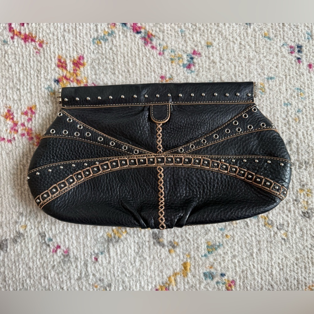 Cole Haan Black Studded Leather Clutch